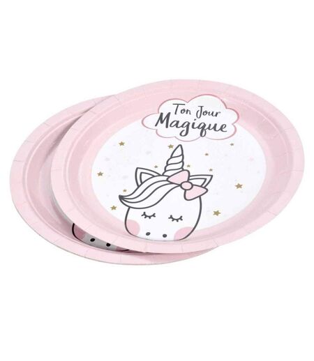 Lot de 6 Assiettes en Carton Licorne 23cm Rose