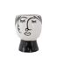 Vase Pot Visage en Porcelaine Face 18cm Blanc & Noir-1