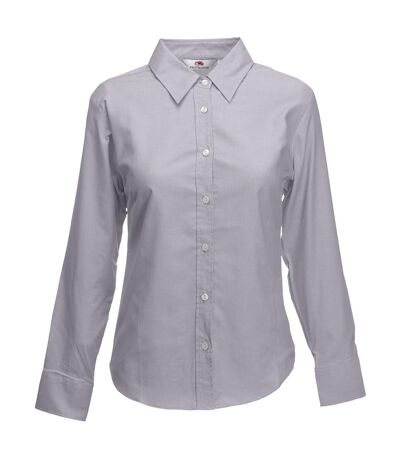Fruit Of The Loom Ladies Lady-Fit Long Sleeve Oxford Shirt (Oxford Grey)
