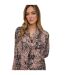 Womens/ladies Leopard Print Long-sleeved Mini Shirt Dress Brown Lily And Lionel-3