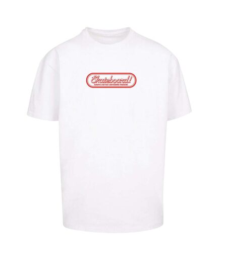 Mens The Skateboard Magazin Logo Oversized T-shirt Blanc MerchCode
