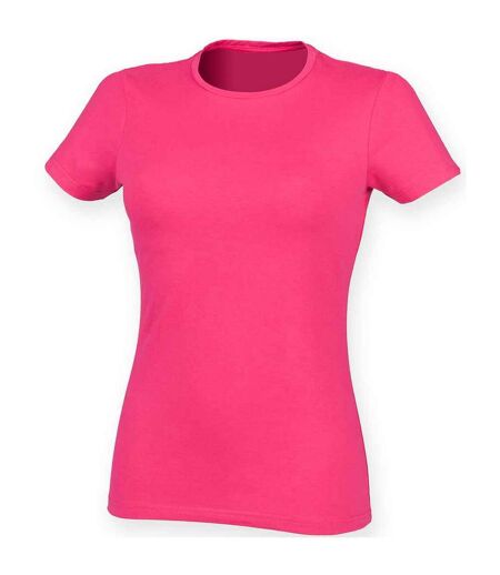 Womens/ladies feel good t-shirt fuchsia SF