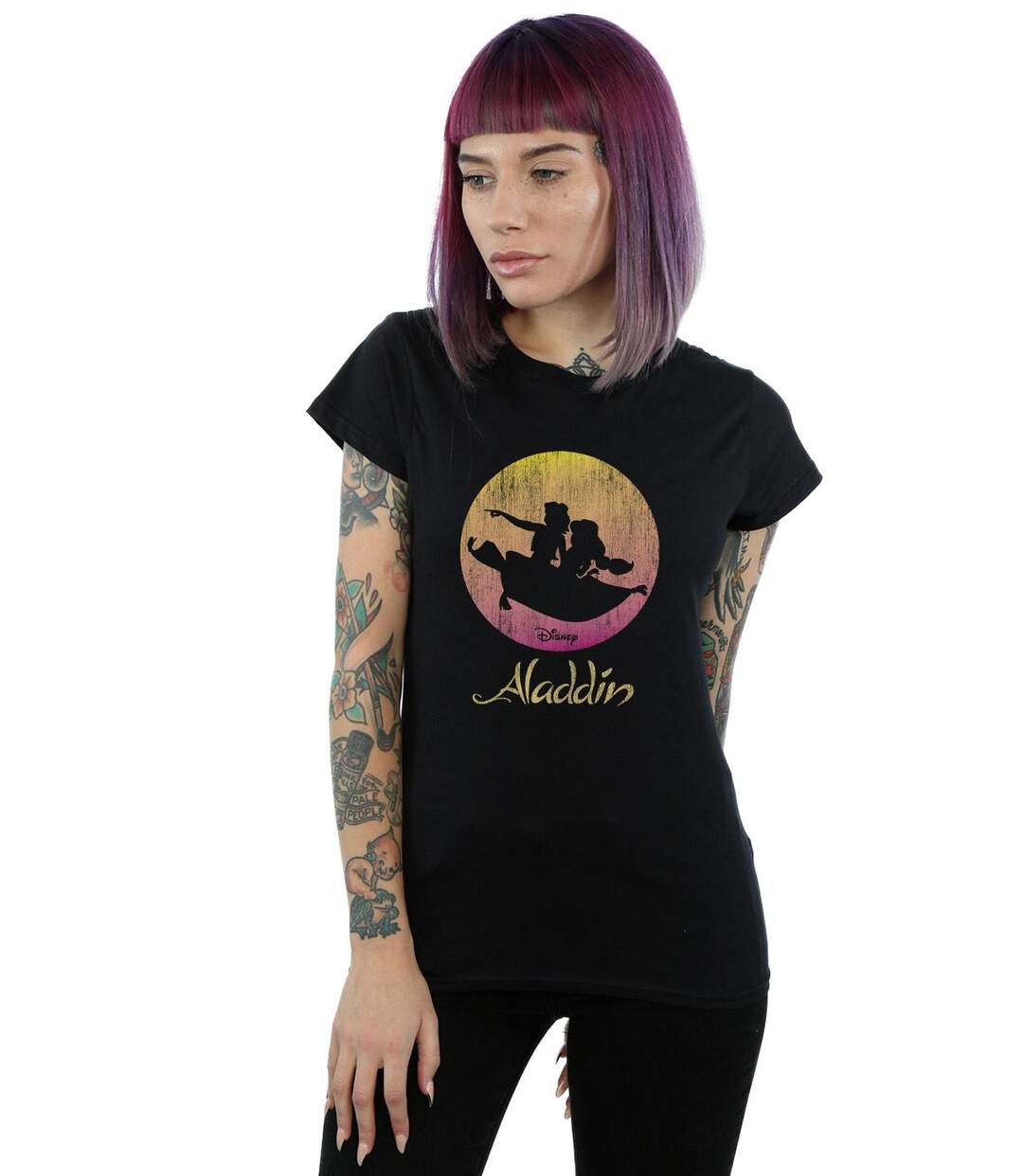 Disney - T-shirt ALADDIN FLYING SUNSET - Femme (Noir) - UTBI15587-2
