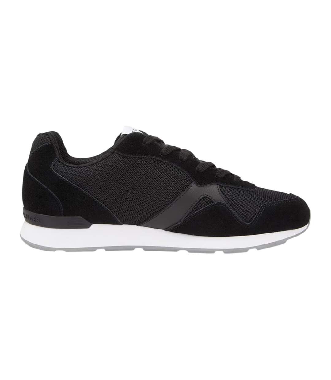 Mens Leather Low Running Flat Trainers Black Tommy Hilfiger-1