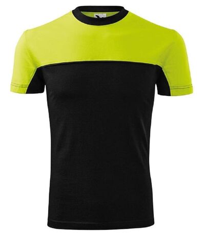 T-shirt fashion manches courtes bicolore - Unisexe - MF109 - vert lime