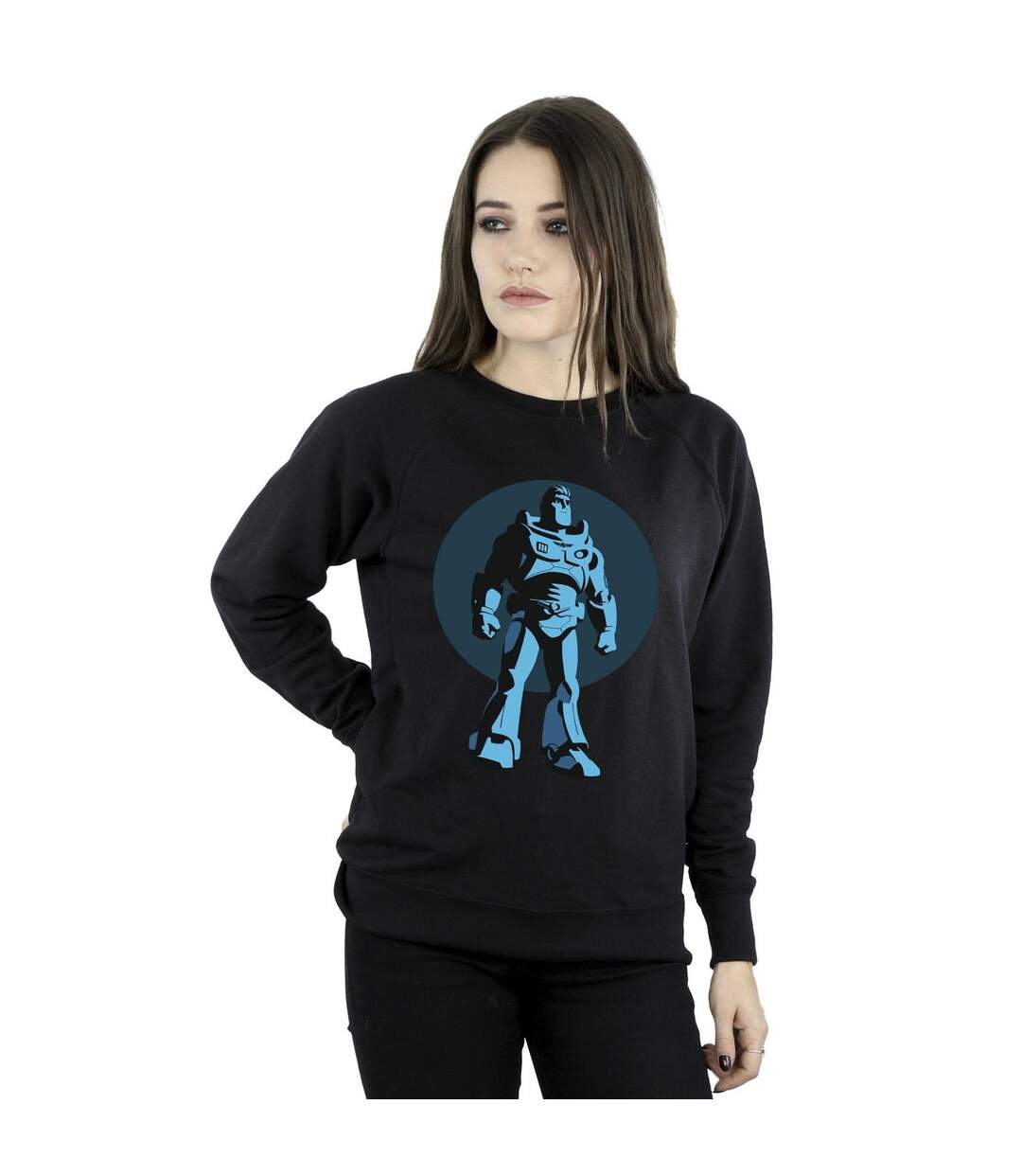 Disney Sweatshirt Lightyear Buzz Standing Circle Womens/Ladies (Noir) - UTBI25044-2