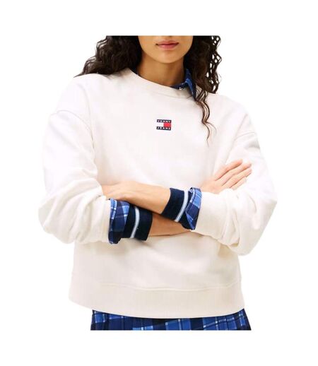 Sweat blanc femme tommy hilfiger badge crew