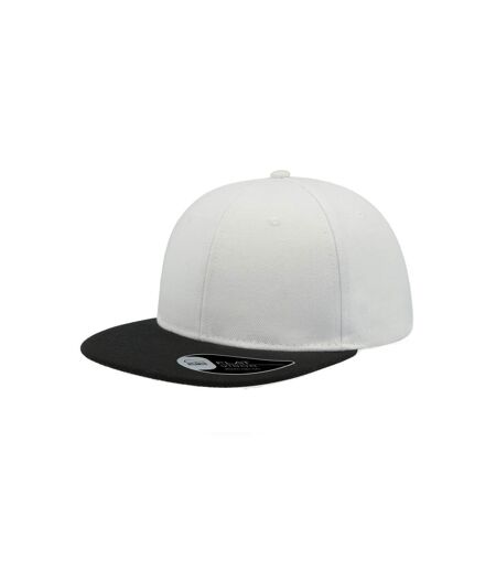 Atlantis Snap Back Flat Visor 6 Panel Cap (White/Black)