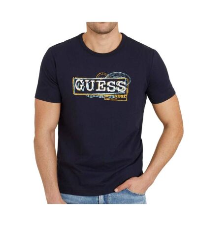 T-shirt Marine Homme Guess Box Logo - XL