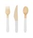 Lot de 18 Couverts en Bois Diego 16cm Blanc-1