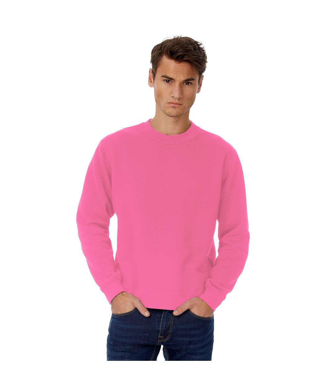 Mens set in sweatshirt pink fizz B&C-2