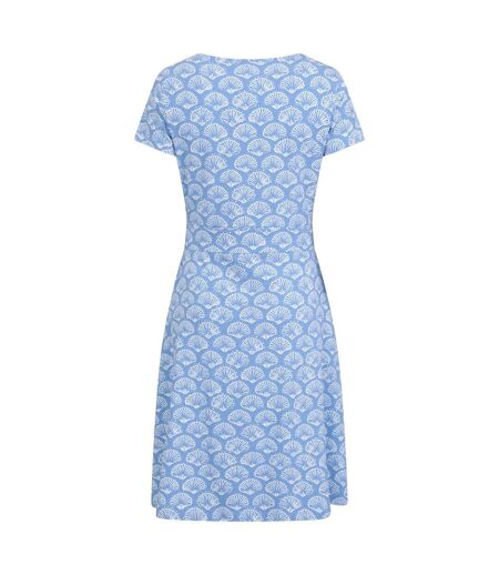 Womens/ladies Orchid Seashells Uv Protection Midi Dress Light Blue Mountain Warehouse