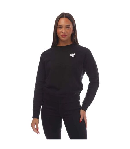 Womens/ladies essentials crew neck regular sweatshirt black SikSilk