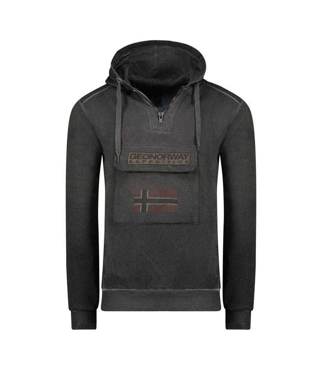 Sweat À Capuche Motif/style Badge Gymclass Eo Homme Noir Geographical Norway-1
