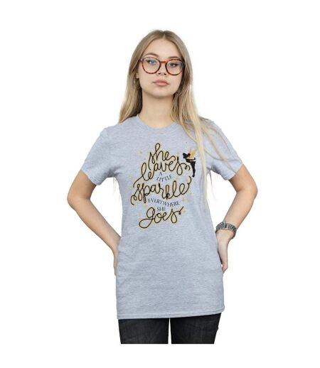 Disney Femme/Ladies - T-shirt boyfriend en coton avec étoiles de la Fée Clochette (Gris sportif) - UTBI46460