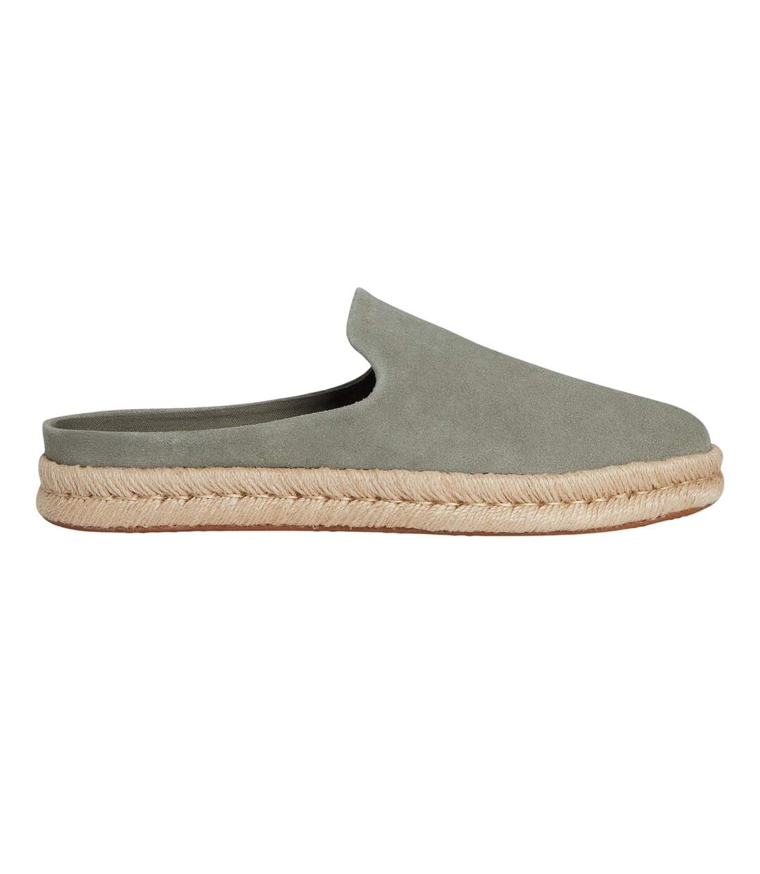 Mens Santiago Leather Mules Vetiver Grey Toms-1