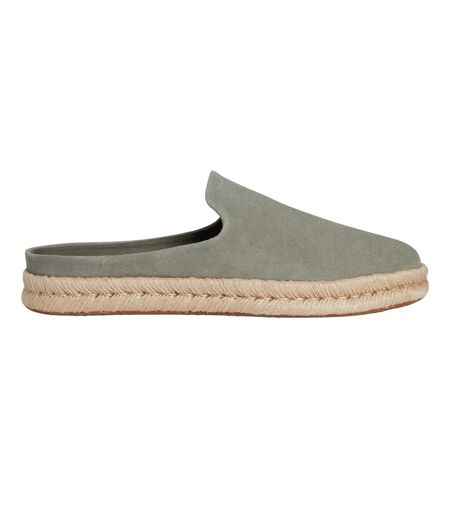 Mens Santiago Leather Mules Vetiver Grey Toms