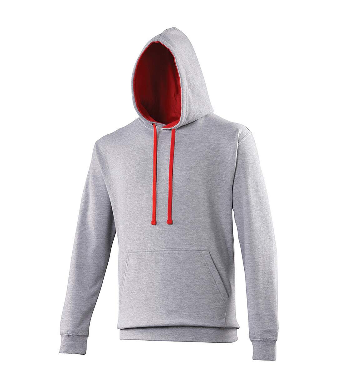 Awdis Varsity Hooded Sweatshirt / Hoodie (Heather Gray / Fire Red)