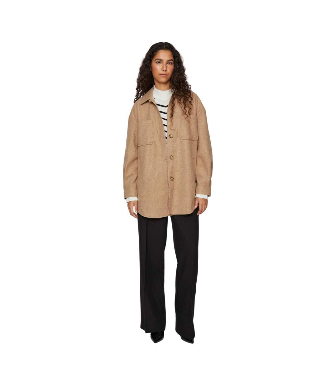 Womens/ladies Long-sleeved Shacket Tigers Eye Enhance-1
