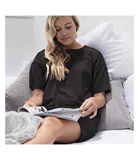 Comfy Co Womens/Ladies Oversized Sleepy T Short Sleeve Pajama T-Shirt (Black)