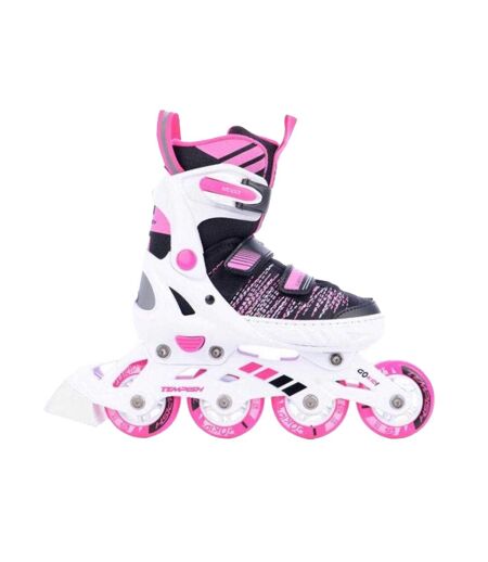 Patins À Roulettes Alignées Enfant 37-39 Fr Blanc Noir Rose Tempish