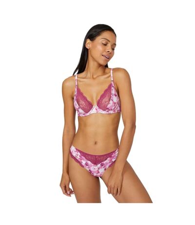 Gorgeous Womens/Ladies Camellia Lace Thong (Berry) - UTDH5365
