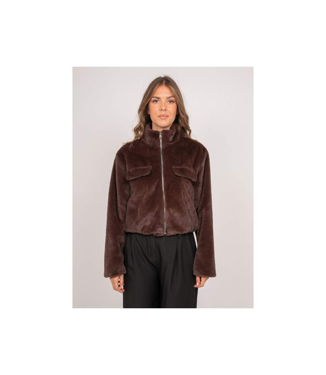 Veste courte fausse fourrure zippée ULOLA - Dona X Lisa-1