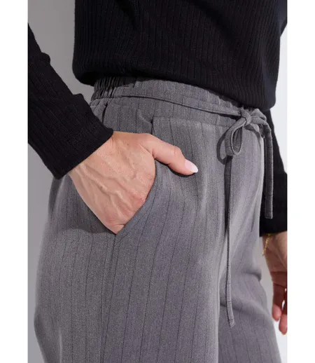 Pantalon droit lien à la taille 3/4 élastiquée
