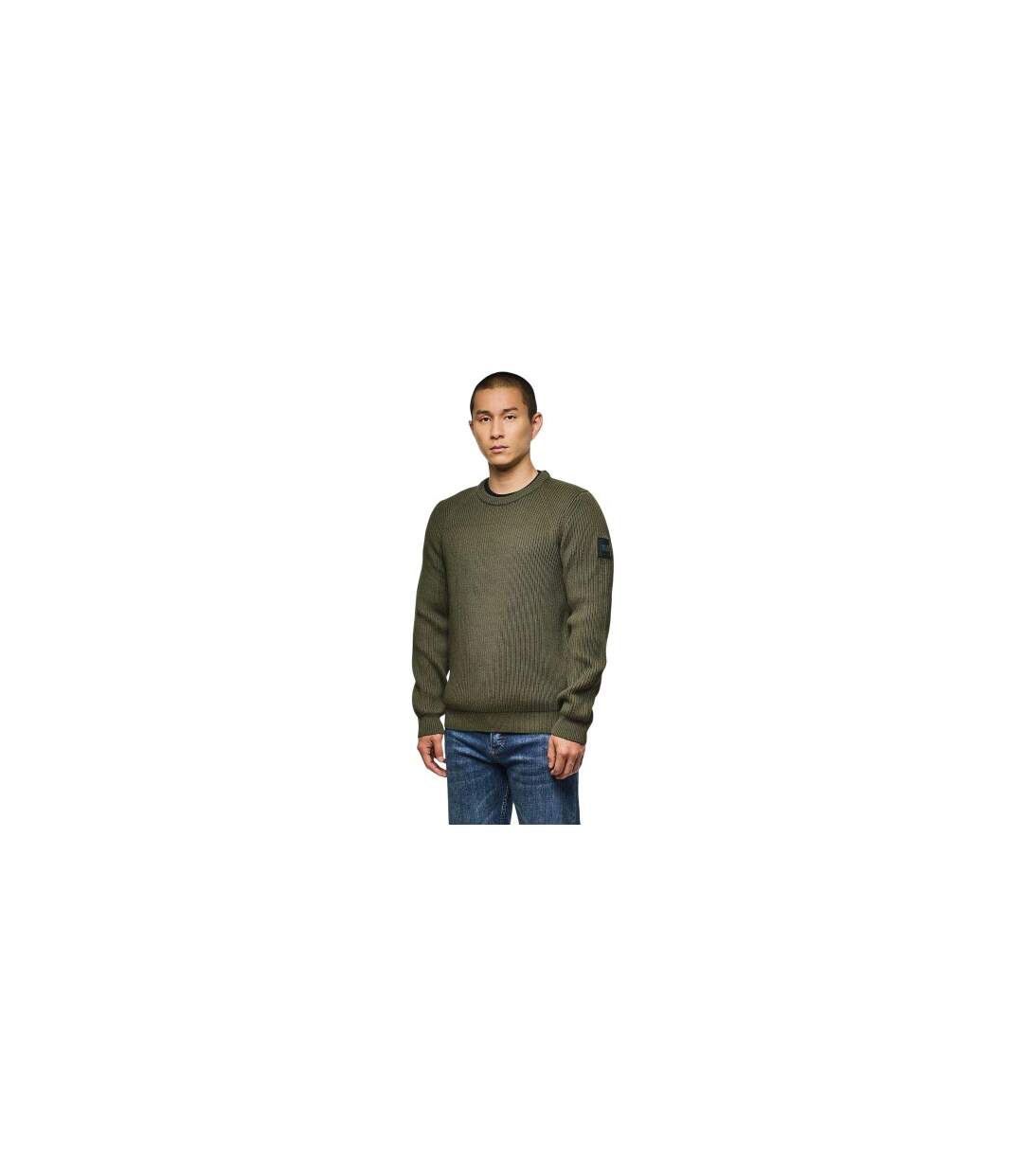 Mens Morello Rib Knit Jumper Green Weekend Offender-1