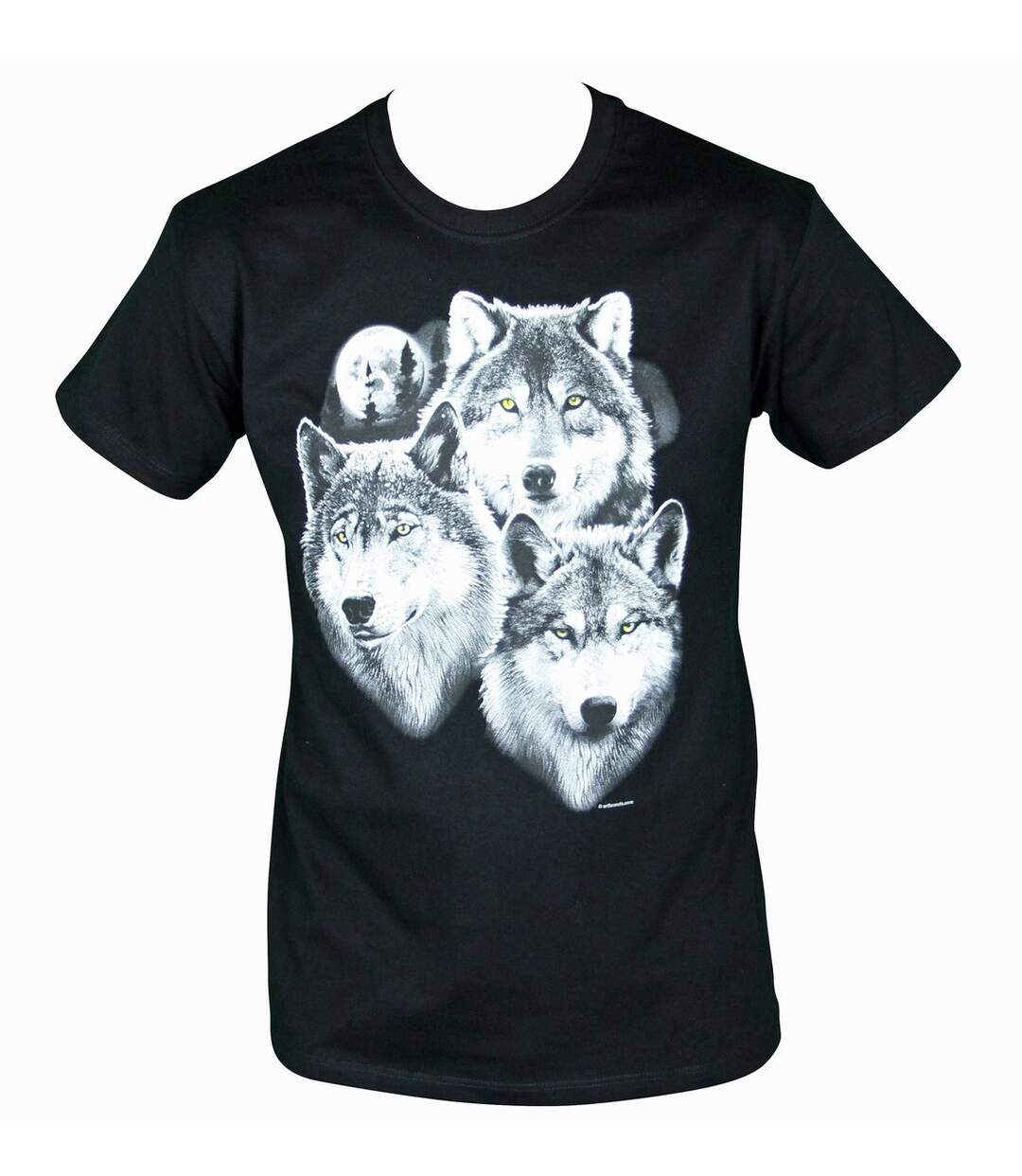 T-shirt homme manches courtes - Loups - 11225 - noir