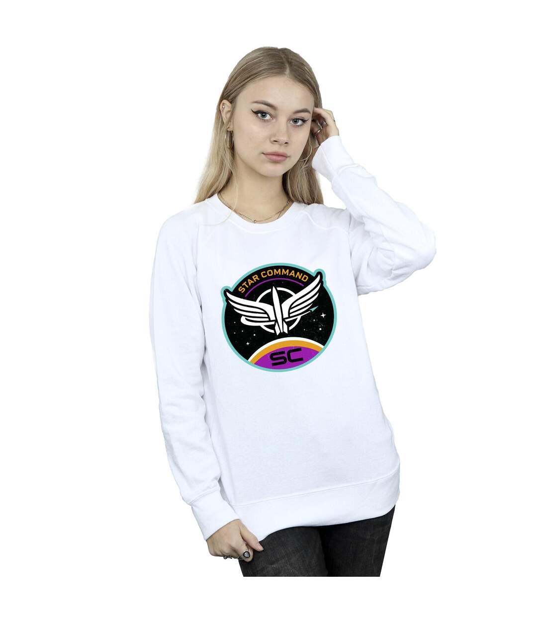 Disney Sweat-shirt Lightyear Star Command Circle Womens/Ladies (Blanc) - UTBI25060-2