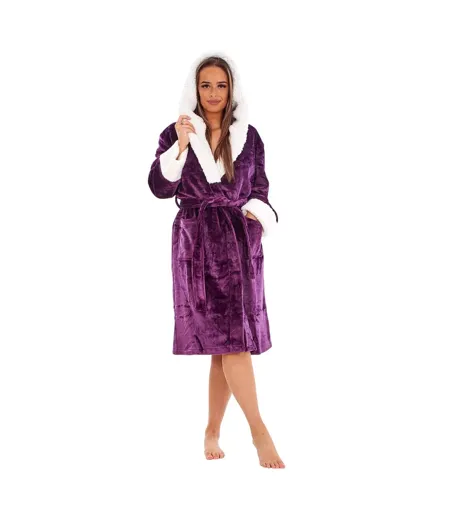 Robe De Chambre Femme Violet Blanc Keanu