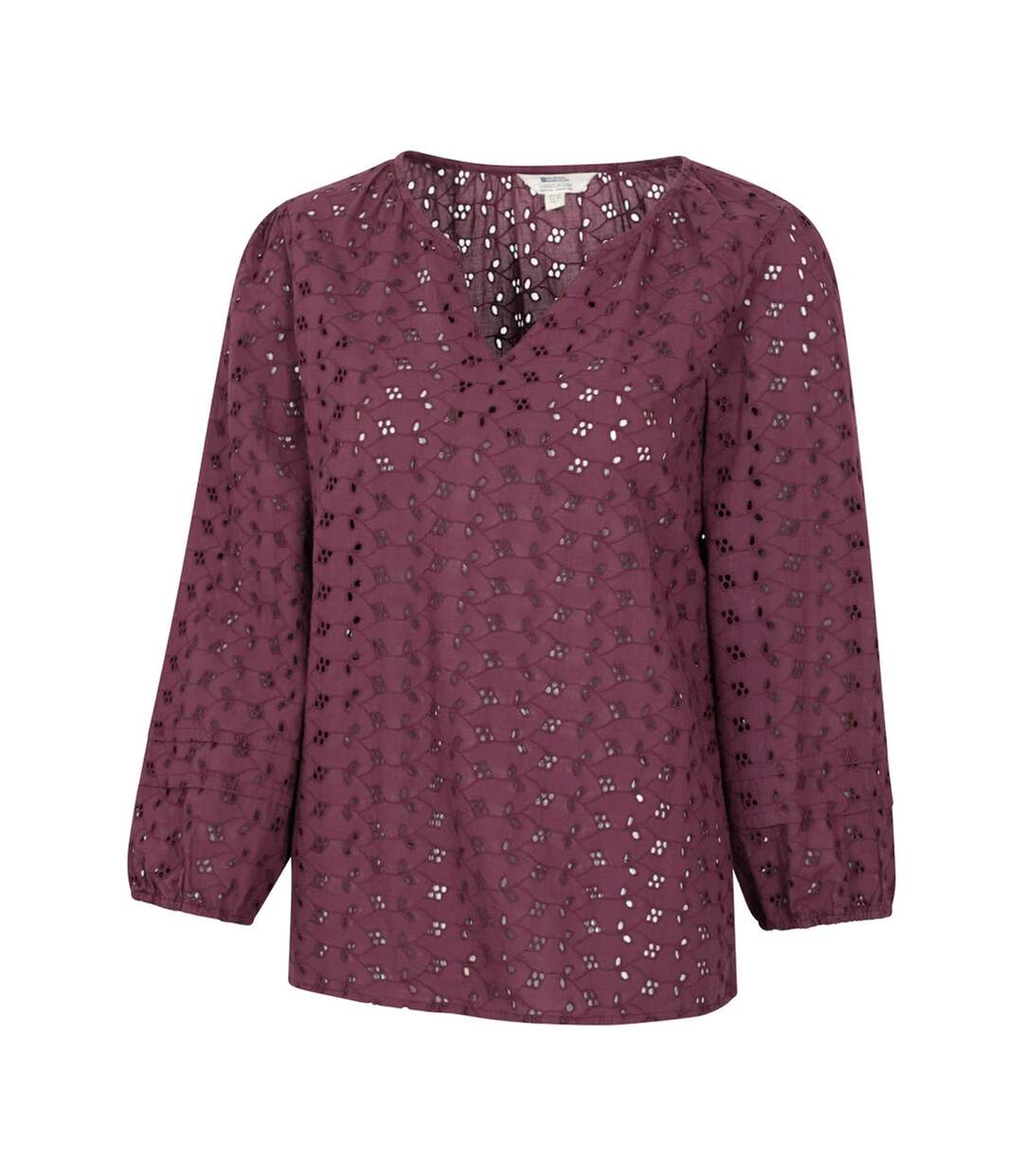 Womens/ladies Broderie Lightweight 3/4 Sleeve Casual Shirt Purple Mountain Warehouse-3