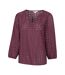 Womens/ladies Broderie Lightweight 3/4 Sleeve Casual Shirt Purple Mountain Warehouse-3