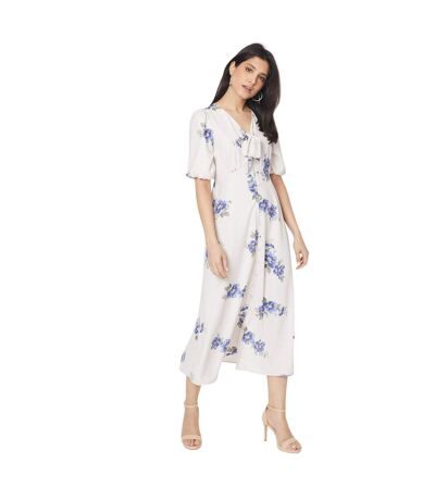 Womens/ladies Floral Front Tie Midi Dress Ivory Dorothy Perkins