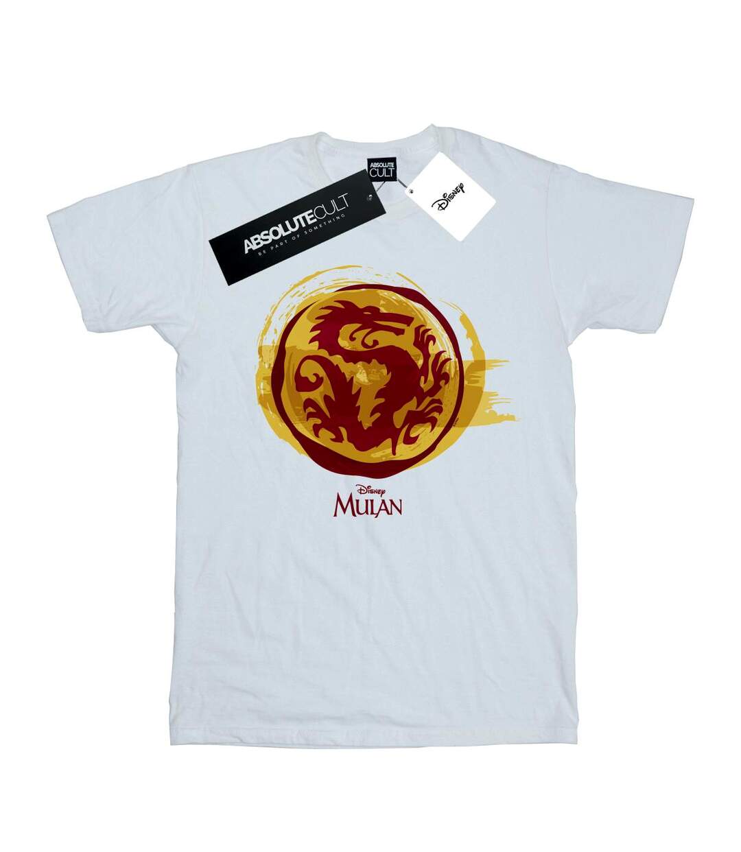 Disney Womens/Ladies Mulan Courage Dragon Symbol Cotton Boyfriend T-Shirt (Blanc) - UTBI18034-1