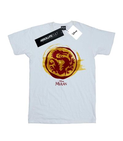 Disney Womens/Ladies Mulan Courage Dragon Symbol Cotton Boyfriend T-Shirt (Blanc) - UTBI18034