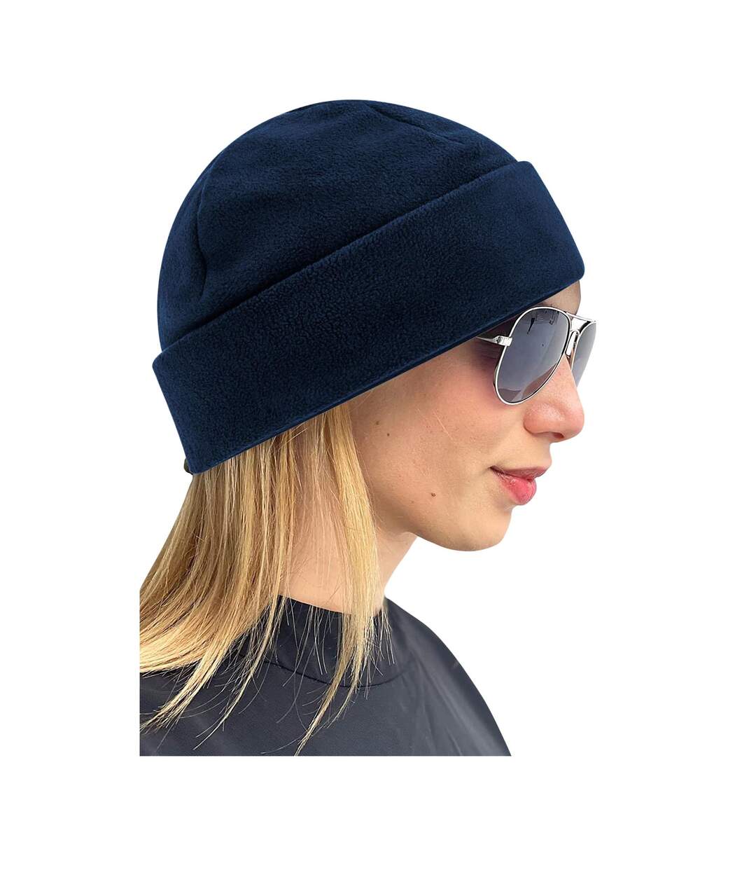 Bonnet En Polaire Recyclée Bleu Marine Beechfield-1