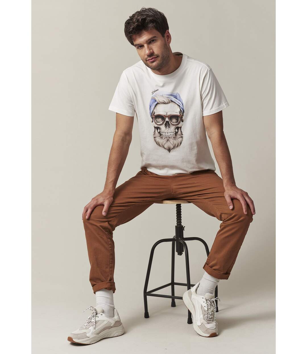 tshirt col rond avec tête de mort sur le devant GARLAND-3