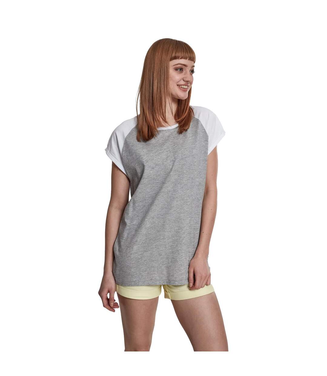 T-shirt Manches Raglan Motif/style Contrasté Femme Gris Blanc Urban Classics-3