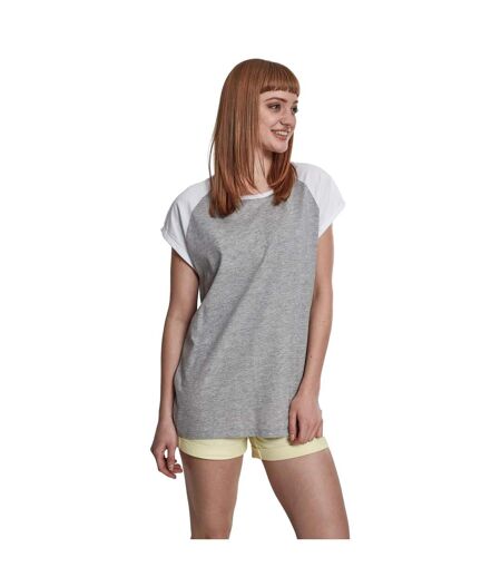 T-shirt Manches Raglan Motif/style Contrasté Femme Gris Blanc Urban Classics