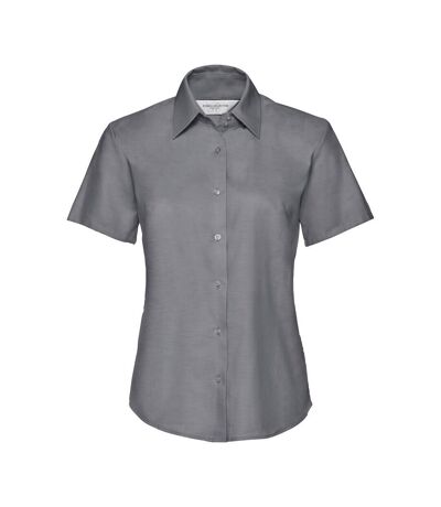 Russell Collection Womens/Ladies Oxford Short-Sleeved Shirt (Silver)