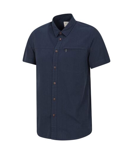 Mens Coconut Slub Short-sleeved Shirt Dark Blue Mountain Warehouse