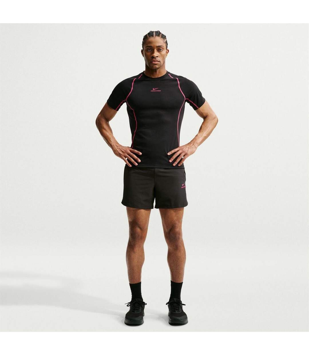 Mens 6 Dri-fit Running Shorts Black Hyper Pink Nike-4