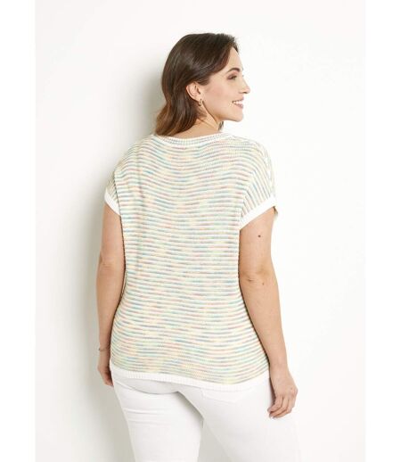 Pull doux col rond sans manches effet rayé