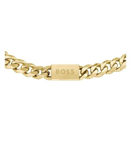 Mens Polished Stainless Steel Bracelet One Size Gold Boss