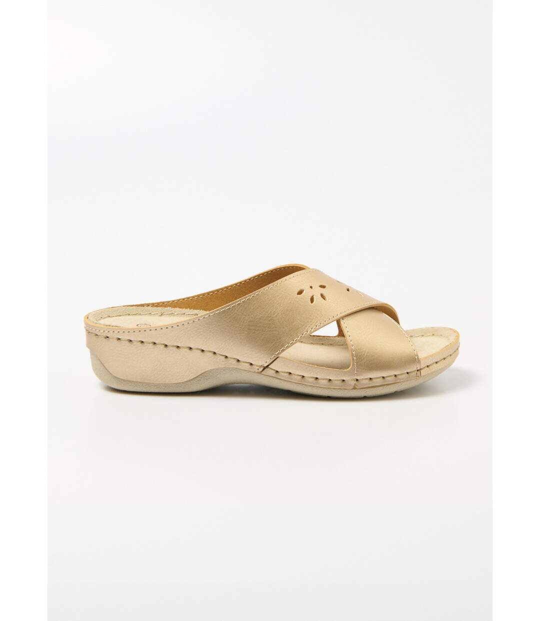 Mules boucles croisées largeur confort talon compensé enrobé-2
