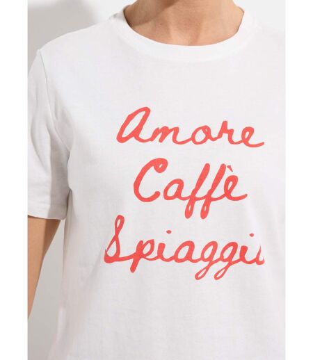 T-shirt blanc coton Amore Caffè Spiaggia