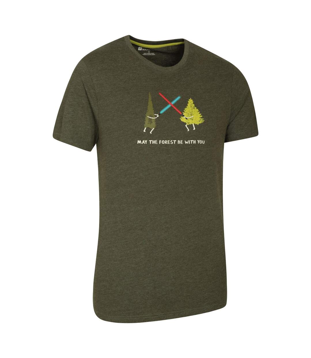 Mens may the forest be with you t-shirt khaki green Mountain Warehouse-2