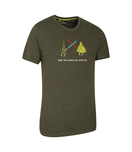 Mens may the forest be with you t-shirt khaki green Mountain Warehouse